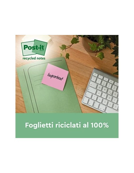 BLOC NOTAS ADH. QUITA PON POST-IT 76X76MM 100% REC TORRE  16 UD.COL.