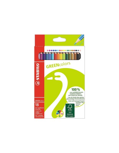 LAPICES STABILO GREEN COLORS CERTIFICADO FSC  CARTON 18 UD.SURT.