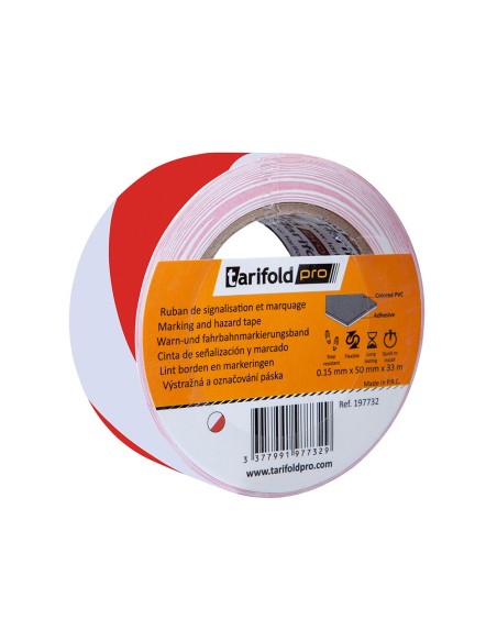 CINTA ADH. TARIFOLD MARCAJE SEÑALIZACION SUELO 33MT.X 50MM BL./RJ,