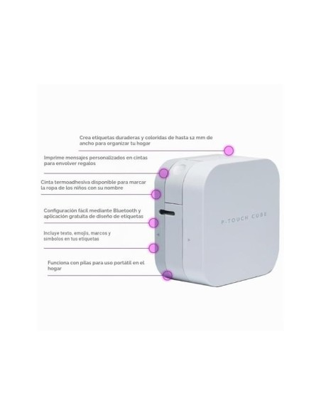 ROTULADORA BROTHER PTP300BT CUBE TERMICA BT.VEL. 20MM/S ANCHO 12MM