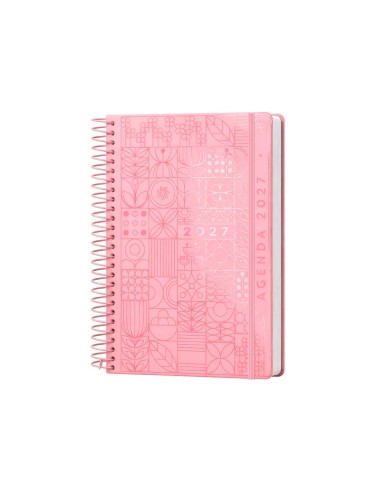 AGENDA OFICINA  2027 ESPIRAL SYROS D/P A5 BILINGUE 60G PAPEL  ROSA