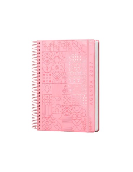 AGENDA OFICINA  2027 ESPIRAL SYROS D/P A5 BILINGUE 60G PAPEL  ROSA