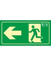 PICTO SEÑAL SALIDA EMERGENCIA FLECHA IZQUIERDA PVC FOTOLUM.320X160 MM