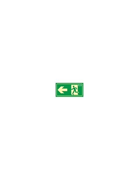 PICTO SEÑAL SALIDA EMERGENCIA FLECHA IZQUIERDA PVC FOTOLUM.320X160 MM