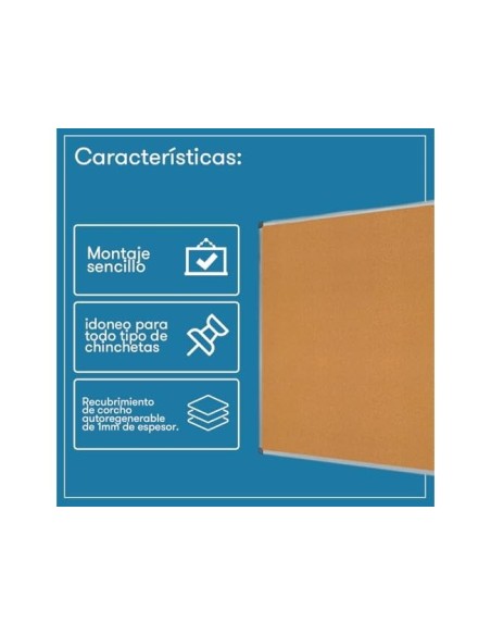 PIZARRA CORCHO ROCADA MARCO AL.CON CANTONERAS 45X60 CM