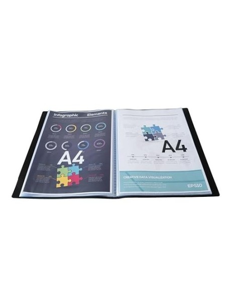 CARPETA EXACOMPTA ESCAPARATE 100 FUNDAS A4 RECICLADA PP. SURT.