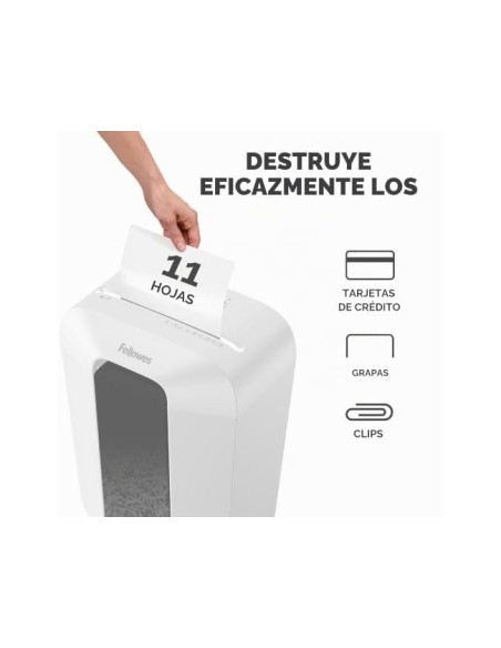 DESTRUCTORA FELLOWES LX70 11H SEG. P4 GRAPA/CLIPS/TARJETA 18 L
