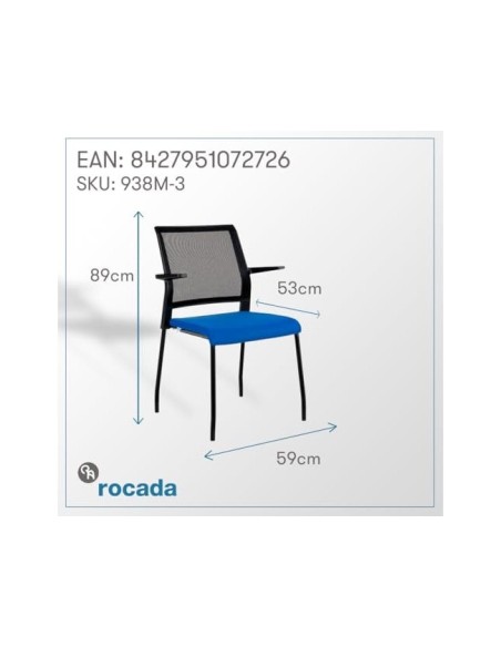 SILLA RD CONFIDENTE BRAZOS FIJOS EST.MET.ASIENTO IGNIF NG.RESP MALLA