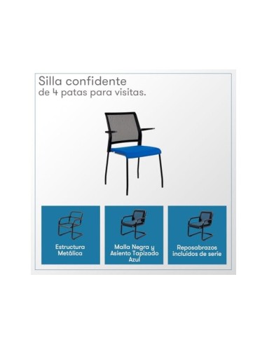SILLA RD CONFIDENTE BRAZOS FIJOS EST.MET.ASIENTO IGNIF NG.RESP MALLA