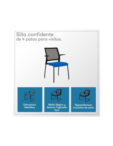 SILLA RD CONFIDENTE BRAZOS FIJOS EST.MET.ASIENTO IGNIF NG.RESP MALLA