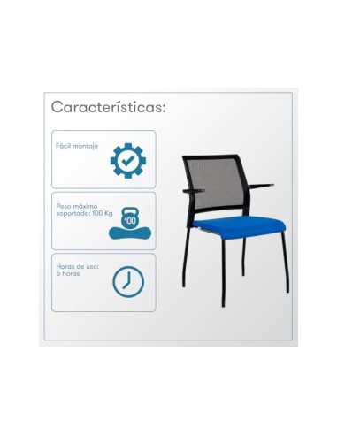 SILLA RD CONFIDENTE BRAZOS FIJOS EST.MET.ASIENTO IGNIF NG.RESP MALLA