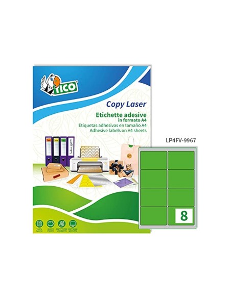 ETIQUETA ADH. TICO VE. FLUOR PERMANENTE 99,1X34MM CAJA 1120 UD.