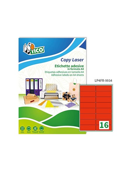 ETIQUETA ADH. TICO RJ. FLUOR PERMANENTE 99,1X34MM CAJA 1120 UD.