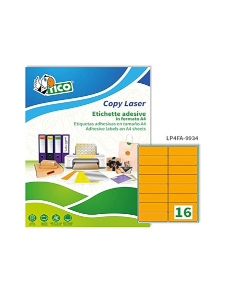ETIQUETA ADH. TICO NJ. FLUOR PERMANENTE 99,1X34MM CAJA 1120 UD.