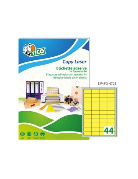ETIQUETA ADH. TICO AM. FLUOR PERMANENTE 47,5X 25,5MM CAJA 3080 UD.