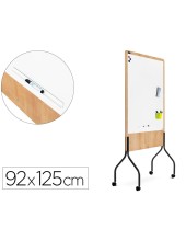 PIZARRA BL.ROCADA DOBLE CARA LACADA MAG.MELA. ROBLE 4 RUEDAS 92X125CM