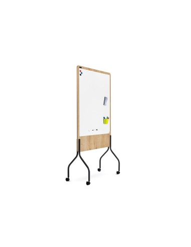 PIZARRA BL.ROCADA DOBLE CARA LACADA MAG.MELA. ROBLE 4 RUEDAS 92X125CM