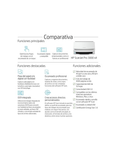 ESCANER HP SCANJET PRO3000 S4 DOBLECARA LED USB2.0 40PPM/80 IPM 600P