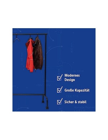 PERCHERO MAUL LIMBO CABALLETE EXTENSIBLE RUEDAS NG.1270X505X1570MM