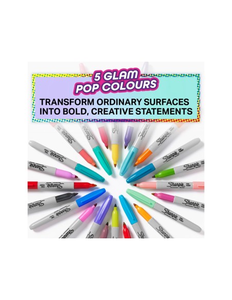 ROTULADOR SHARPIE PERMANENTE FINO GLAM POP 5 UD.SURT.