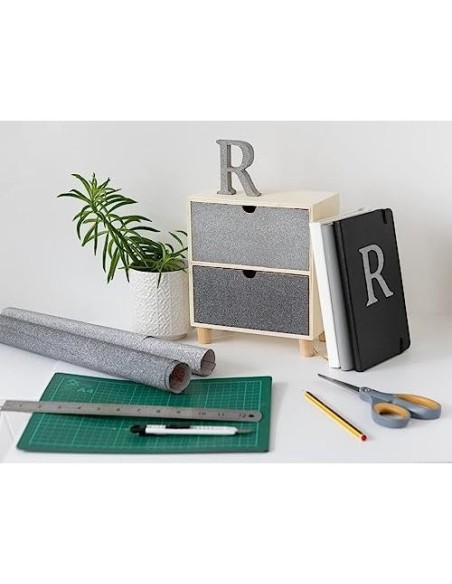 ROLLO ADH.D-C-FIX GRIS METAL BRILLO ANCHO 45 CM LARGO 1,5MT.