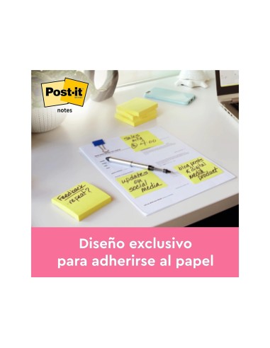 BLOC NOTAS ADH. QUITA PON POST-IT 76X127MM 100H. AM. RETRAC INDIVI.