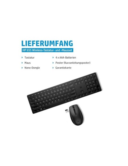 SET TECLADO+RATON INALAMBRICO HP COMBO 655 NG.