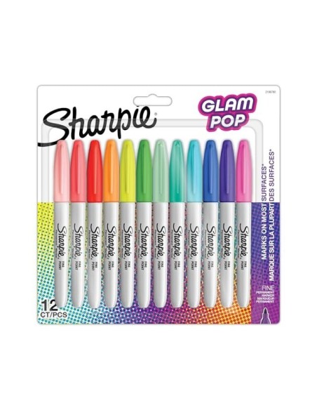 ROTULADOR SHARPIE PERMANENTE FINO GLAM POP 12 UD.SURT.