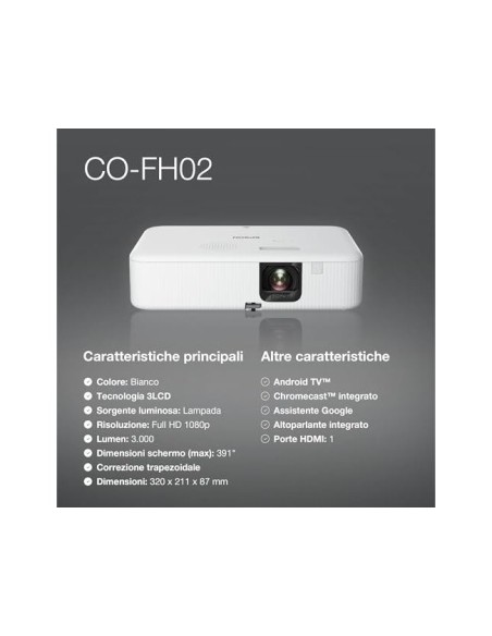 VIDEOPROYECTOR EPSON CO-FH02 XGA 3000LUM. LCD 1080P HDMI 1.4 USB2.0