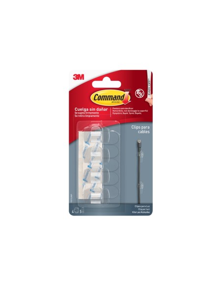 SUJETACABLES 3M COMMAND CABLES REDONDOS 4 CLIPS+5 TIRAS