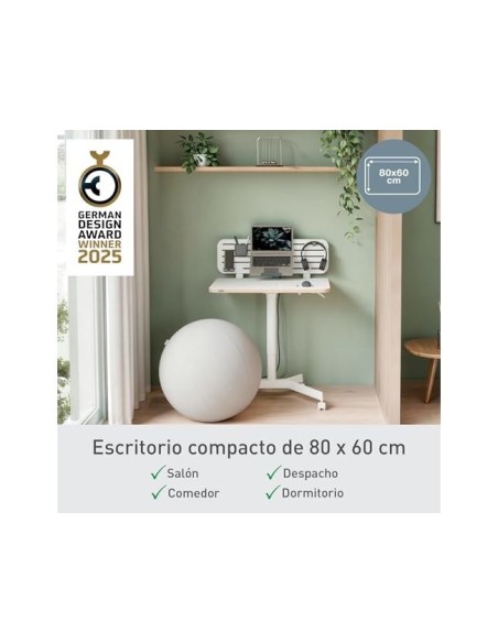 MESA LEITZ ERGO REG.EN ALTURA NEUMATICA TABLERO 80X60 CM 4 RUEDAS BL.
