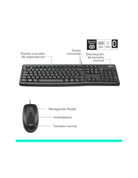 TECLADO+RATON LOGITECH MK120 USB CABLE NG.