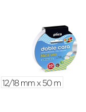 CINTA ADHESIVA PLICO DOBLE CARA FACIL USO 12/18 MM X 50 M