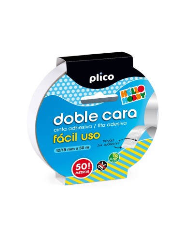 CINTA ADHESIVA PLICO DOBLE CARA FACIL USO 12/18 MM X 50 M