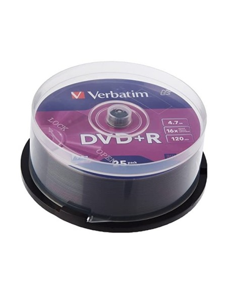 DVD+R VERBATIM 4.7GB VEL. 16X 120 MIN 25 UD.