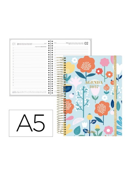 AGENDA OFICINA  2027 ESP.FANTASY D/P A5 BILINGUE 70G PAPEL  FLOWERS
