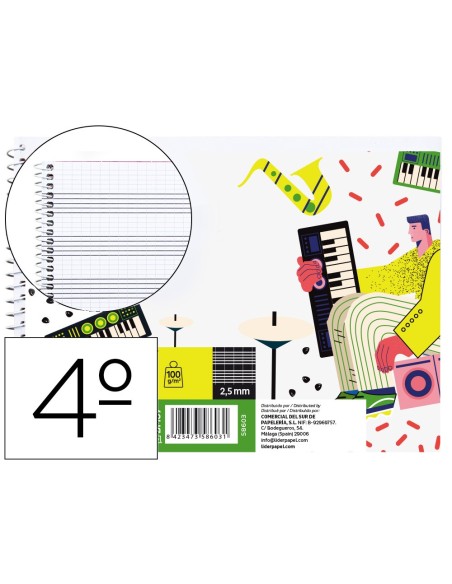 BLOC ESP. LIDERPAPEL MUSICA A5 PENTAGRAMA 2.5MM PAUTA 20H.100GR.