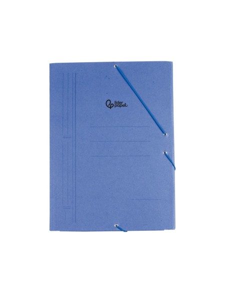 CARPETA GOMAS LIDERPAPEL A3 CARTON PRESPAN 3 SOLAPAS AZ.