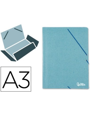 CARPETA GOMAS LIDERPAPEL A3 CARTON PRESPAN 3 SOLAPAS VE.