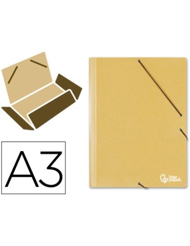 CARPETA GOMAS LIDERPAPEL A3 CARTON PRESPAN 3 SOLAPAS AM.