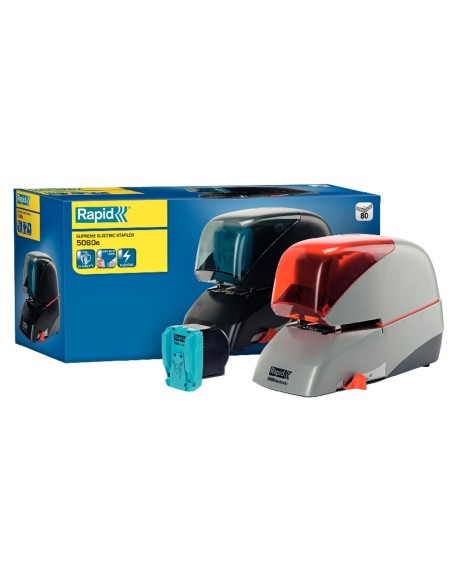 GRAPADORA RAPID 5080E ELECTRICA BL./NG. CAP. 80H. GRAPAS CASETE 5080