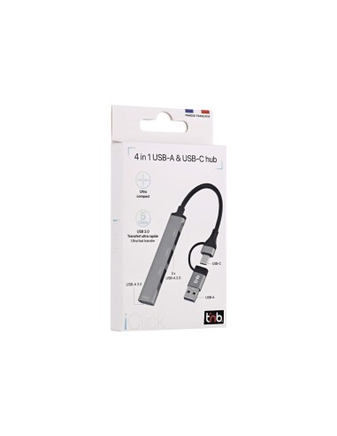 HUB TNB ULTRAFINO USB-A /USB-C 4XUSB-A ALUMINIO