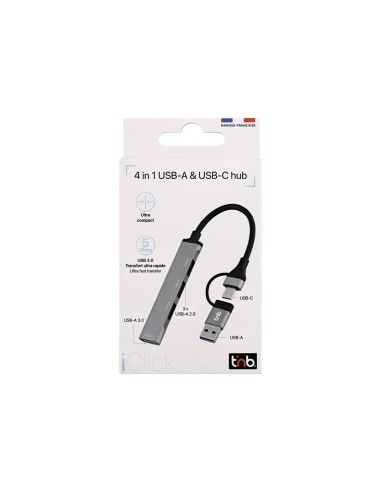 HUB TNB ULTRAFINO USB-A /USB-C 4XUSB-A ALUMINIO