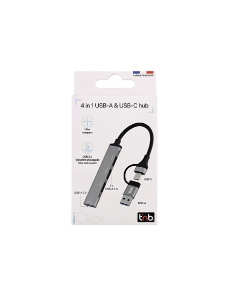 HUB TNB ULTRAFINO USB-A /USB-C 4XUSB-A ALUMINIO