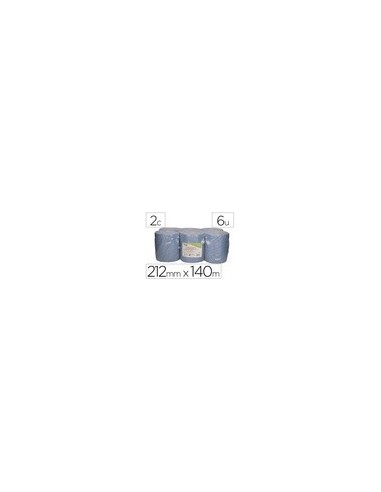 PAPEL SECAMANOS BUNZL 2 CAP CELUL RECIC AZ. 212MMX140M AUTOCORTE 6 UD