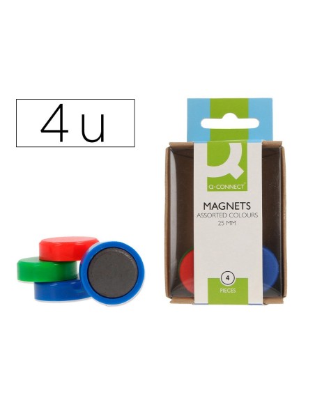 IMAN SUJECION Q-CON.IDEAL PIZARRAS MAGNETICAS 25MM SURT.CAJA 4 UD.