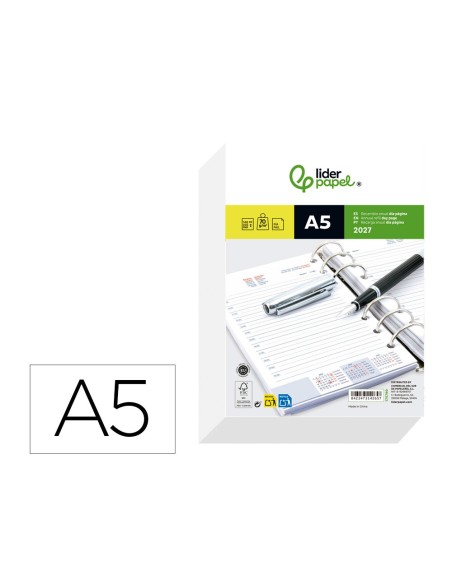RECAMBIO AGENDAAN. 2027 A5 148X205MM D/P  BILINGUE 70 G PAPEL FSC