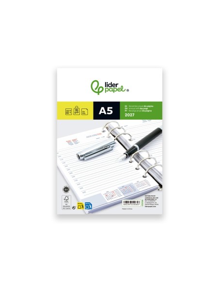 RECAMBIO AGENDAAN. 2027 A5 148X205MM D/P  BILINGUE 70 G PAPEL FSC