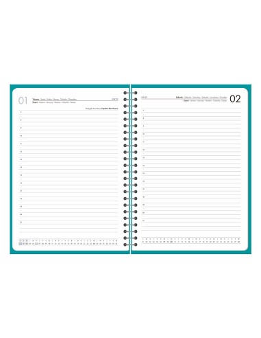 AGENDA OFICINA  2027 ESP.BASIC D/P A5 BILINGUE 60G PAPEL FSC TURQ.