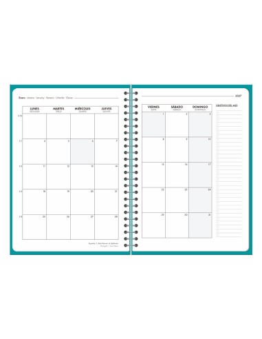 AGENDA OFICINA  2027 ESP.BASIC D/P A5 BILINGUE 60G PAPEL FSC TURQ.